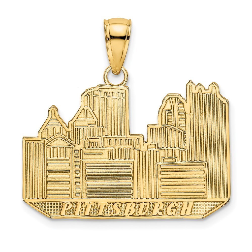 14k Yellow Gold Travel Pittsburgh Skyline Necklace/Bracelet Charm Pendant